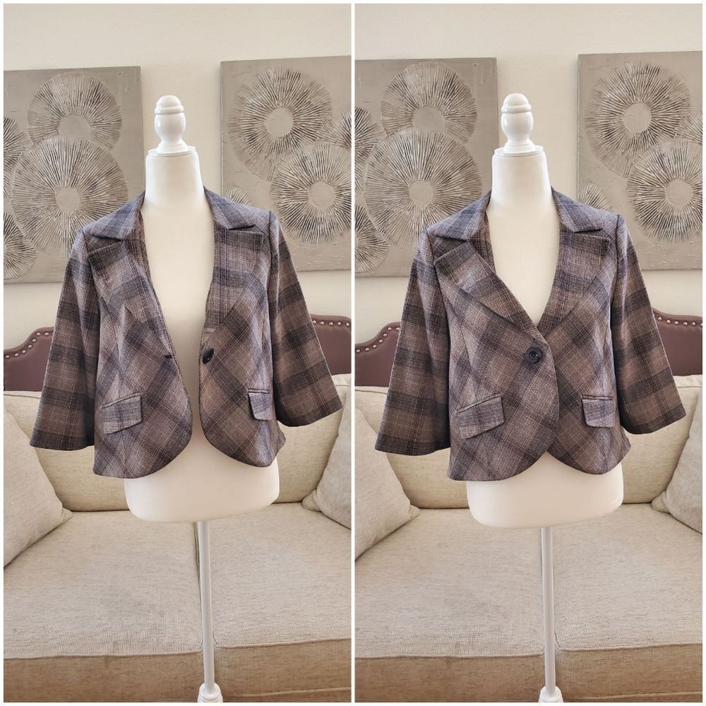 Kenneth Cole Cropped 3/4 Sleeve Blazer Sz 6